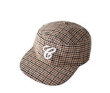 Multi-pattern leather strap pillbox ballcap