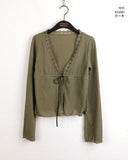 Latte Vintage Lace Strap Long Sleeve Cardigan