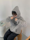 Melka Heart Printing Hood Zip-Up