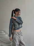 chade span biker denim jacket