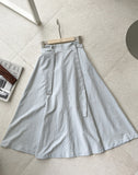 Kelly Flare Banding Long Skirt (Belt Set)