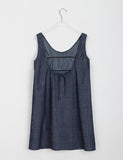 Namiko Denim Shirring Layered Pocket Ribbon Midi One Piece