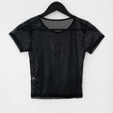Purvil mesh see-through short-sleeved T-shirt