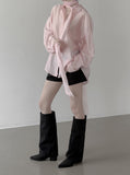 Sie Knot See-through Wrap Shirt Blouse