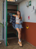 Cutting Waist Shorts Denim Pants
