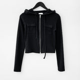 Dicha Ribbed Hooded Zip-Up