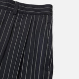 Striped wide pin tuck slacks