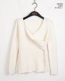 Robeil Twist Wrap V-neck Ribbed Long Sleeve Knit