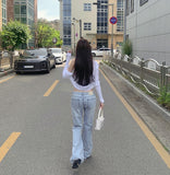 Slim Low-Rise Lightweight Semi Long Bootcut Denim Pants