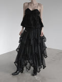Cherian Chiffon Unbalance Tiered Skirt