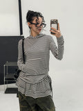 Berry Stripe Hood Flare Wrap Skirt Set