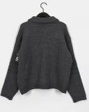 Nekan Nordic collar wood button knit cardigan