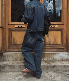 Combed fabric washed wide denim