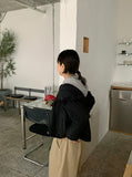 Fuyu Frill String Crop Wind Jumper