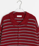 [unisex] Hentini Stripe Collar Button Over Knit Cardigan