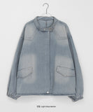 Hamase two-way denim biker field over jacket