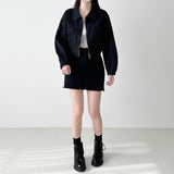 Rotty Crop Jacket Mini Skirt Two Piece Set Jacket