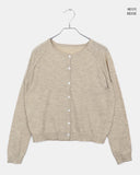 Nilla cut-out round neck button long-sleeved cardigan
