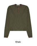 Leto Waffle Henley Neck Ringer Tee