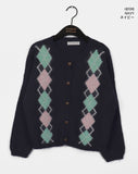 [Wool20] Necker Vintage Diamond Argyle Knit Cardigan