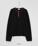 [unisex] Damok Henry Neck Waffle Over Long Sleeve Tee