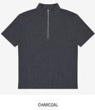 Ziden Half Zip-Up Ribbed Short-Sleeve T-Shirt