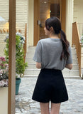 Churing Lace Bustier Lettering Short Sleeve Knit