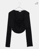 Permil Drape Shirring Crop Sleeveless Cardigan Set