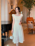 Bavia Ribbon Puff Flare One Piece