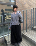 Glen Side Snap Wide Cotton Pants