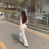 Classic Slim Fit Banding Hip Pad Bootcut Cotton Pants