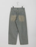 [unisex] Resole Pintuck Washed Denim Wide Pants