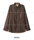 (UNISEX) Pleater Loose Fit Striped Shirt