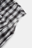 Rough crop sleeveless snap check shirt
