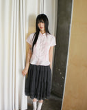 Riffen Pintuck Frill Short Sleeve Shirt