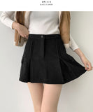 Corduroy Fleece Brushed A-line Pleated Winter Pants Skirt