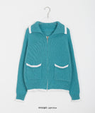 Maida Collar Color Matching Knit Cardigan