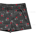 I Love pattern banding shorts