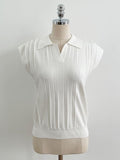 Bico Ribbed Collar Cap Sleeve Knit