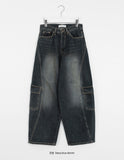 Ikune Wide Cut Cargo Denim Pants