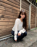 Pramer Basic V-neck Loose Fit Long Sleeve Knit