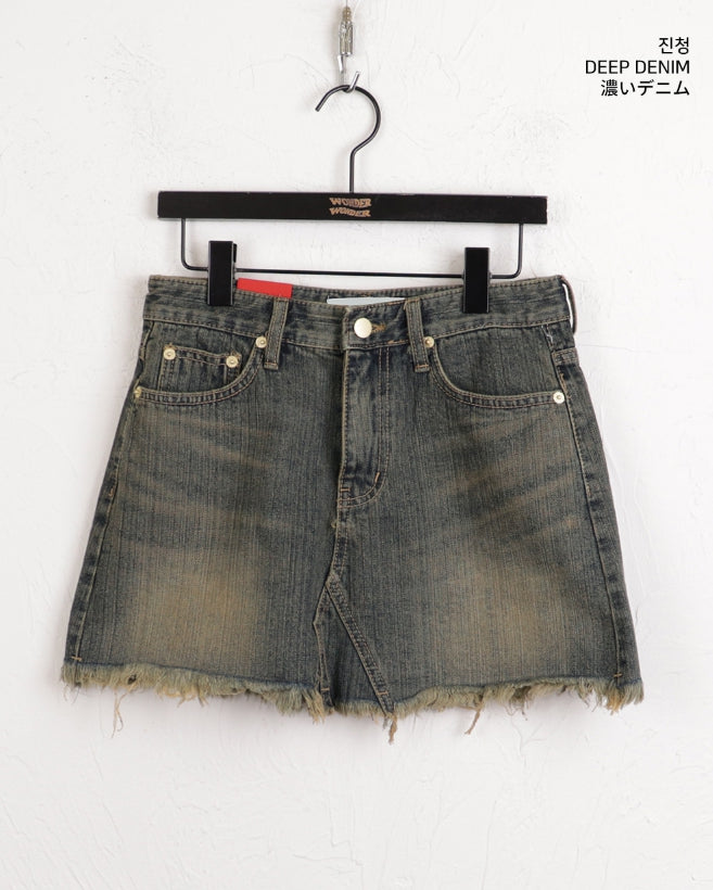 【WONDER WONDER】Rattan Vintage Washed Surgical Mini Skirt WONDER WONDER】Rattan Vintage Washed Surgical Mini Skirt