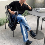 Sand brush wide denim pants