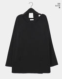 [Muffler set] Liton strap boat neck off shoulder long knit T-shirt
