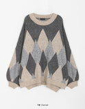 Lanlu Argyle Wool Over Knit