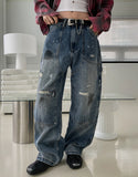 Bone Dirty Paint Damage Carpenter Denim Pants