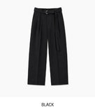 Melo Belted Two-Tuck Wide Slacks