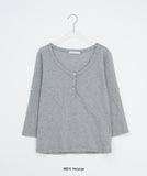 Bella Henley Neck Three Quarter Button Roll-Up T-Shirt