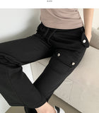 Side Pocket Semi Bootcut Banding Pants