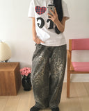 Ponte Leopard Back Pocket Wide Pants